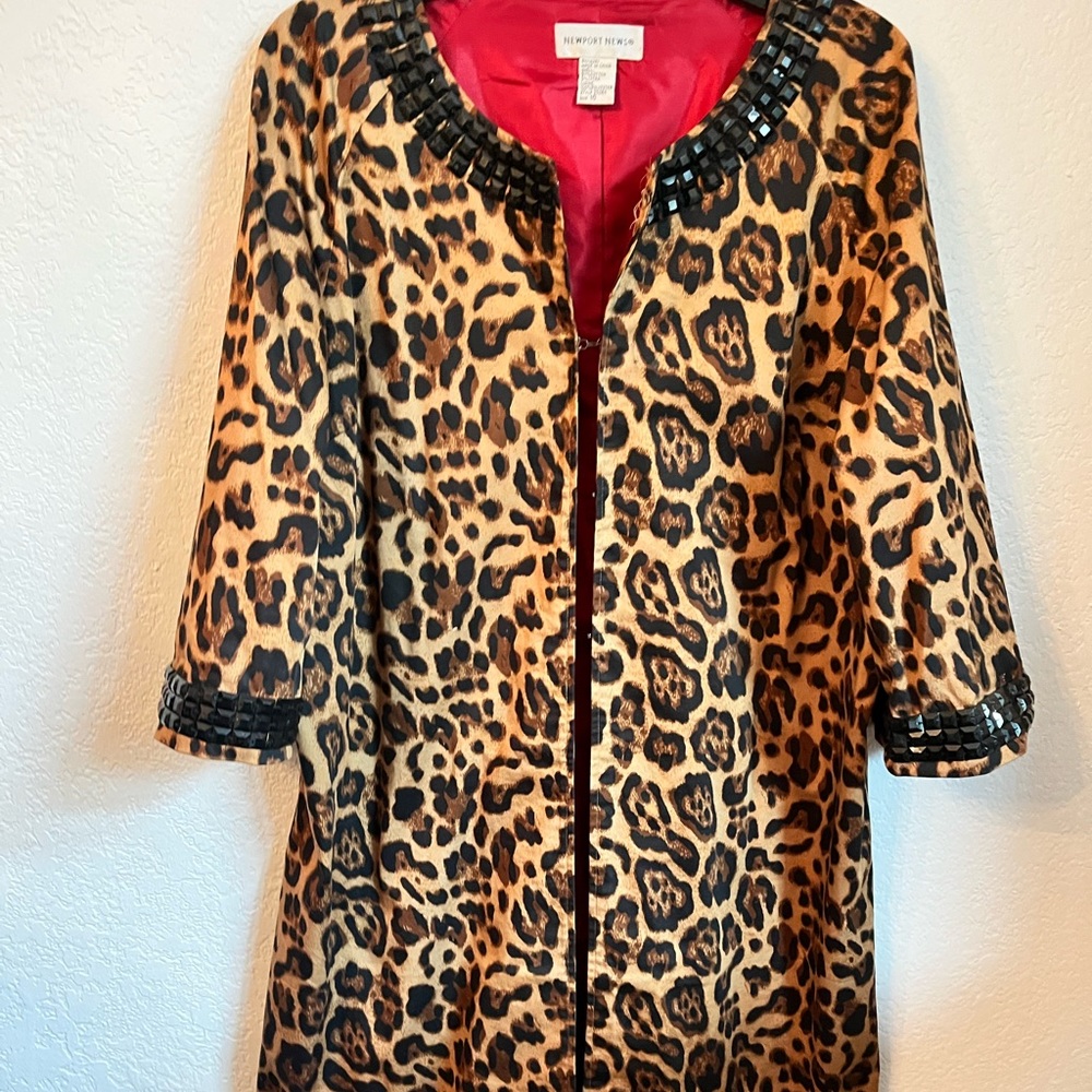 Long leopard swing coat